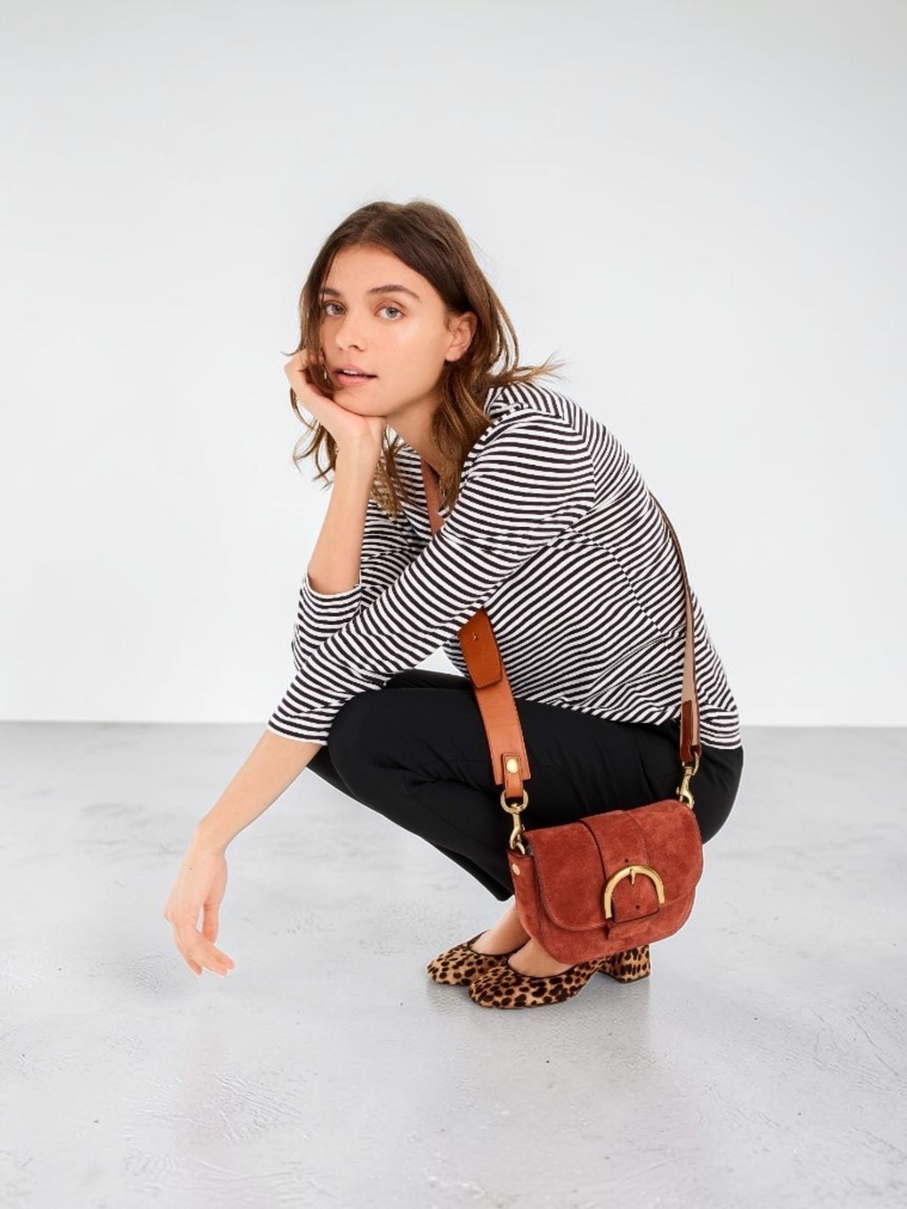 J.Crew Crossbody Buckle Bag in Italian Suede (Item J7204) NWT